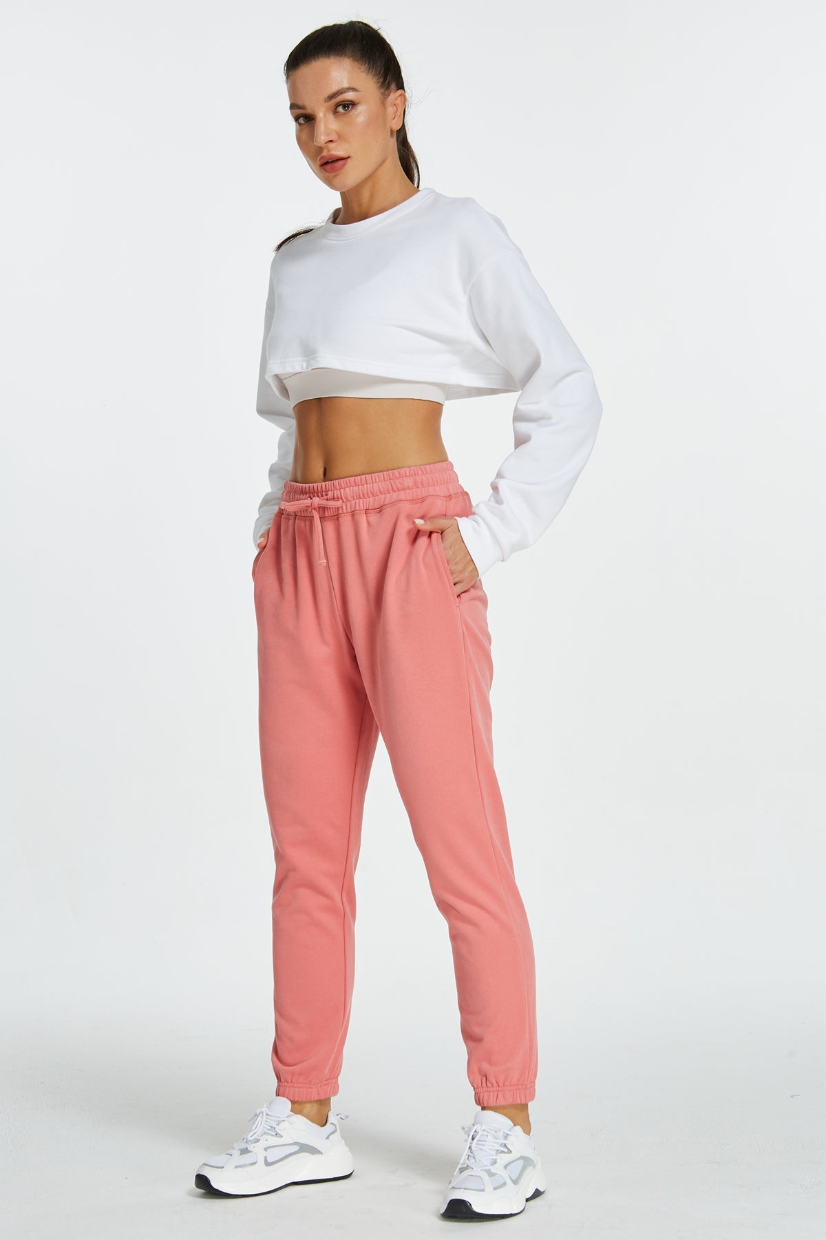 Sweatpants for Women Workout Joggers High Waisted Sweat Pants French Terry Lounge Pants with Drawstring Pockets
