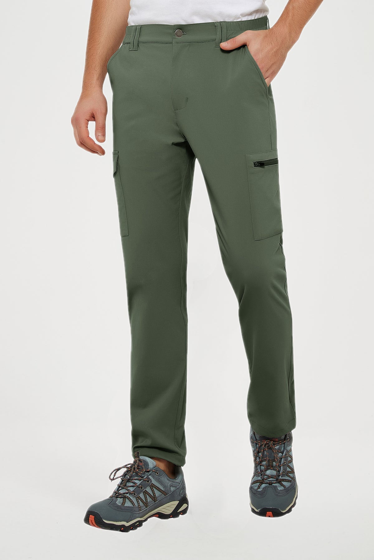 Men's Chino Nylon Work Pants Straight Fit with Pockets