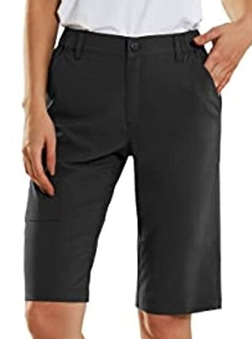 SPECIALMAGIC Knee Length Shorts Women Bermuda Quick Dry Shorts Stretchy Hiking Shorts Golf Lightweight Casual for Summer