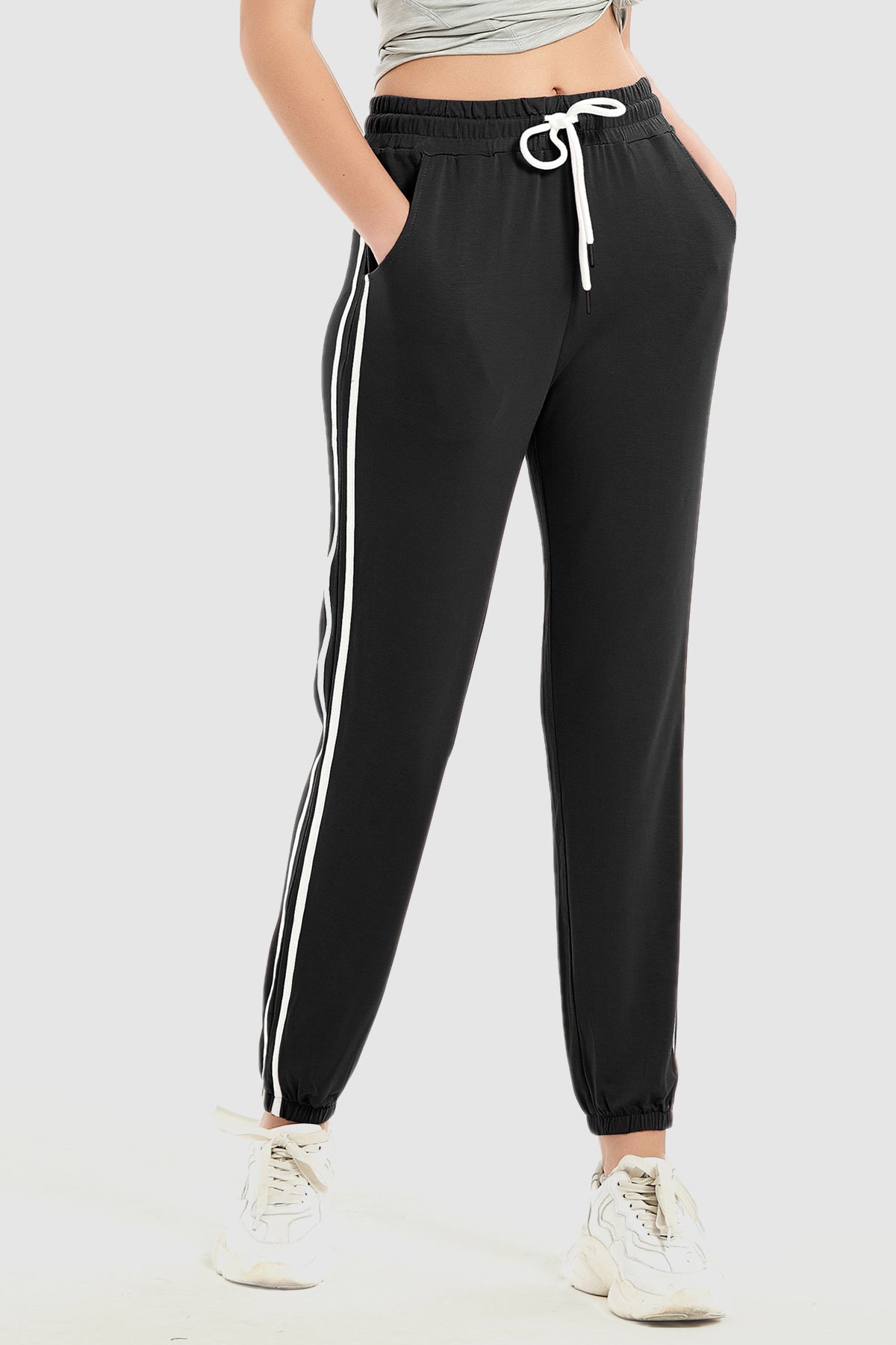 Women Sweatpants High-Rise Lace Up Joggers