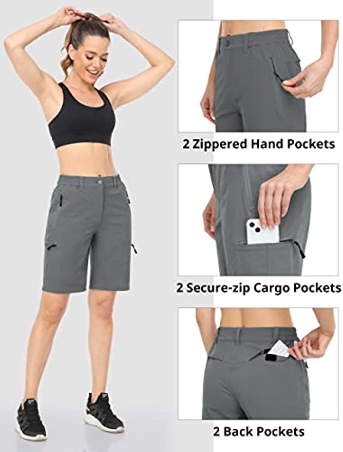 SPECIALMAGIC Women's Hiking Cargo Shorts Lightweight Quick Dry Water Resistant Golf Camping Travel with Pockets