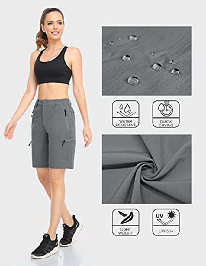 SPECIALMAGIC Women's Hiking Cargo Shorts Lightweight Quick Dry Water Resistant Golf Camping Travel with Pockets