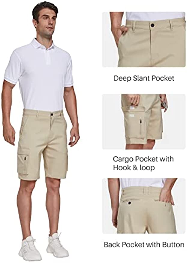 SPECIALMAGIC Mens Hiking Cargo Hybrid Shorts Golf Stretch Lightweight Quick Dry with Pockets