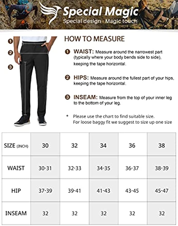 SPECIALMAGIC Stretch Golf Pants Men Slim Fit Dress Waterproof Business Casual Quick Drying Work Pants with Pockets