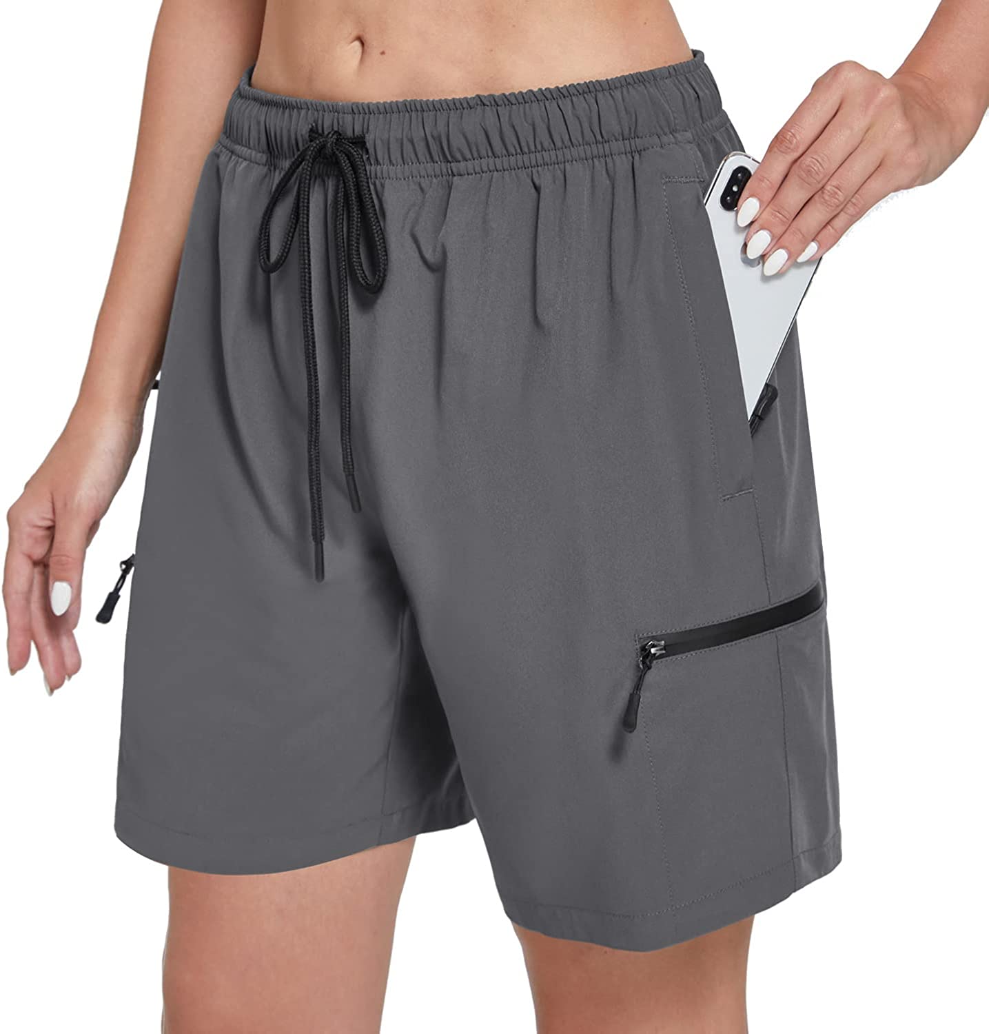 SPECIALMAGIC Women's Hiking Cargo Shorts Lightweight Quick Dry Water Resistant Golf Camping Travel with Pockets