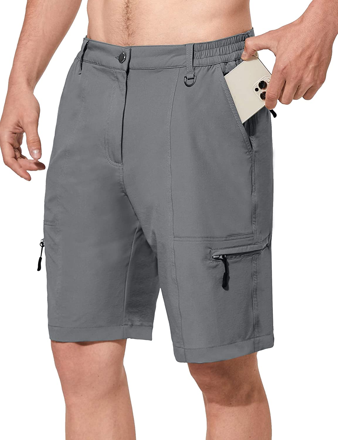SPECIALMAGIC Men's Hiking Cargo Shorts Quick Dry UPF 50+ Lightweight Camping Water Resistant Shorts with Zipper Pockets