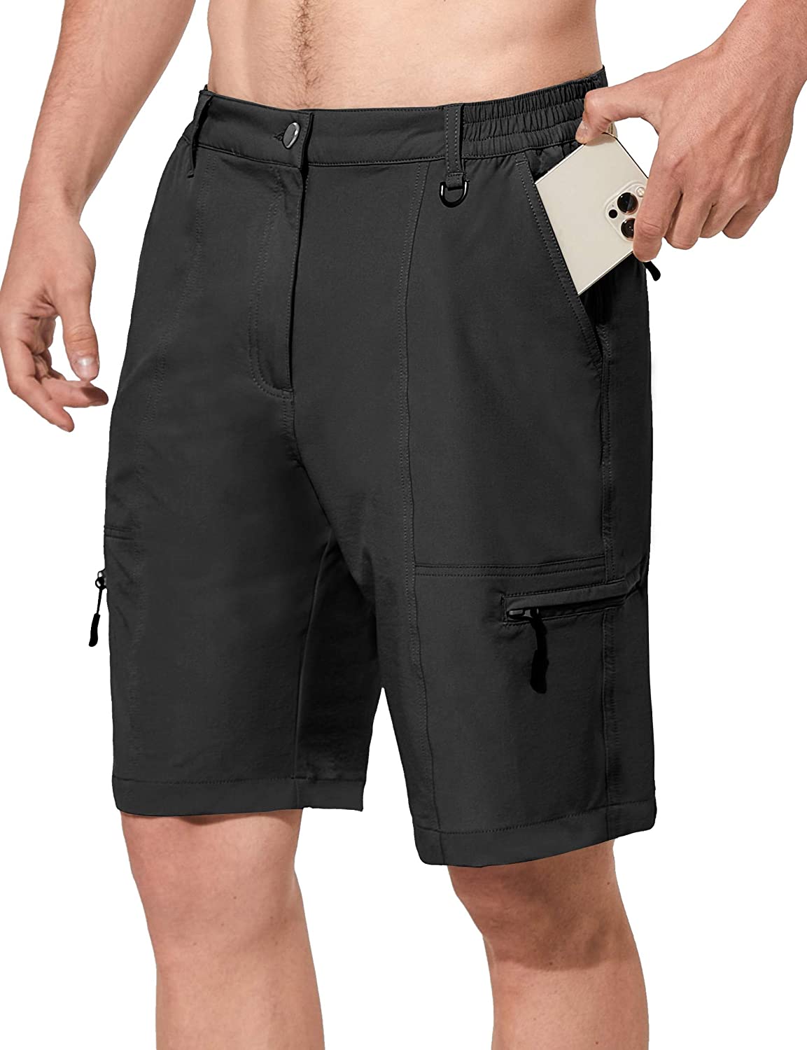 SPECIALMAGIC Men's Hiking Cargo Shorts Quick Dry UPF 50+ Lightweight Camping Water Resistant Shorts with Zipper Pockets