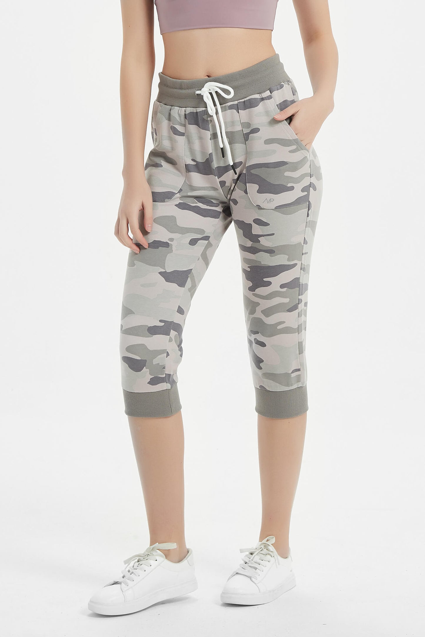 Women's Camo Capris Sweat Joggers with Pockets