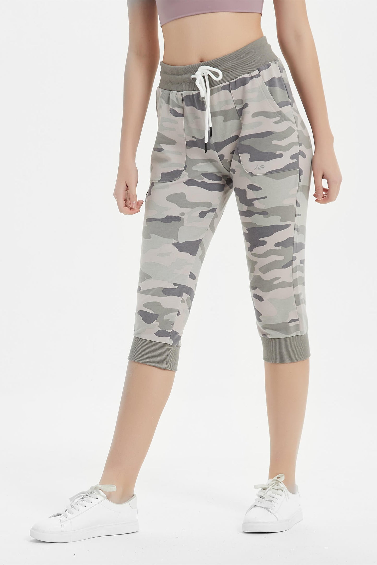 Women's Camo Capris Sweat Joggers with Pockets