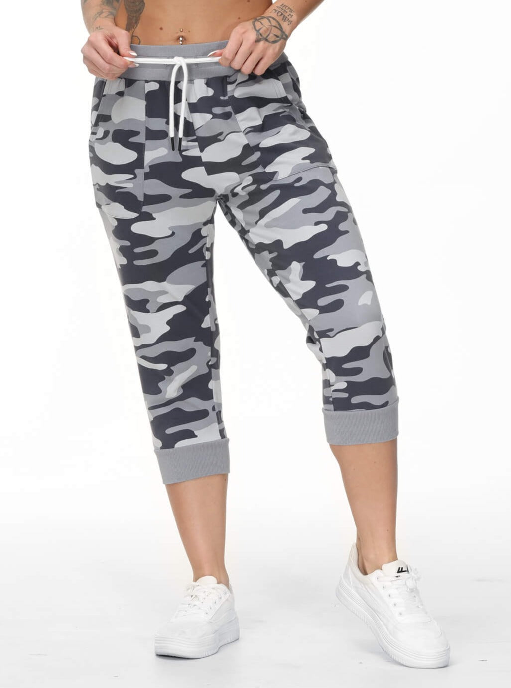 Women's Camo Capris Sweat Joggers with Pockets