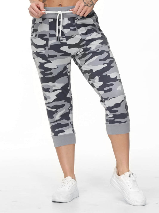 Women's Camo Capris Sweat Joggers with Pockets