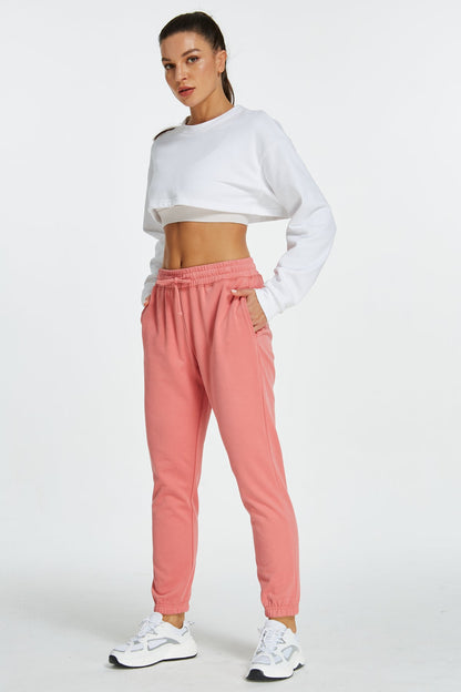  Sweatpants for Women Workout Joggers High Waisted Sweat Pants French Terry Lounge Pants with Drawstring Pockets