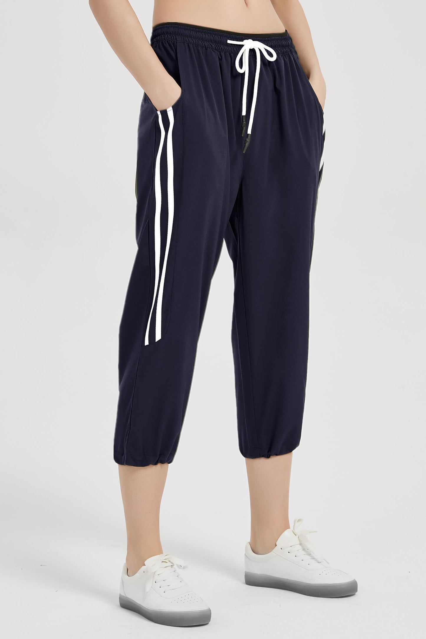 Women's Wide Leg Capri Pants Elastic Drawstring Jogger