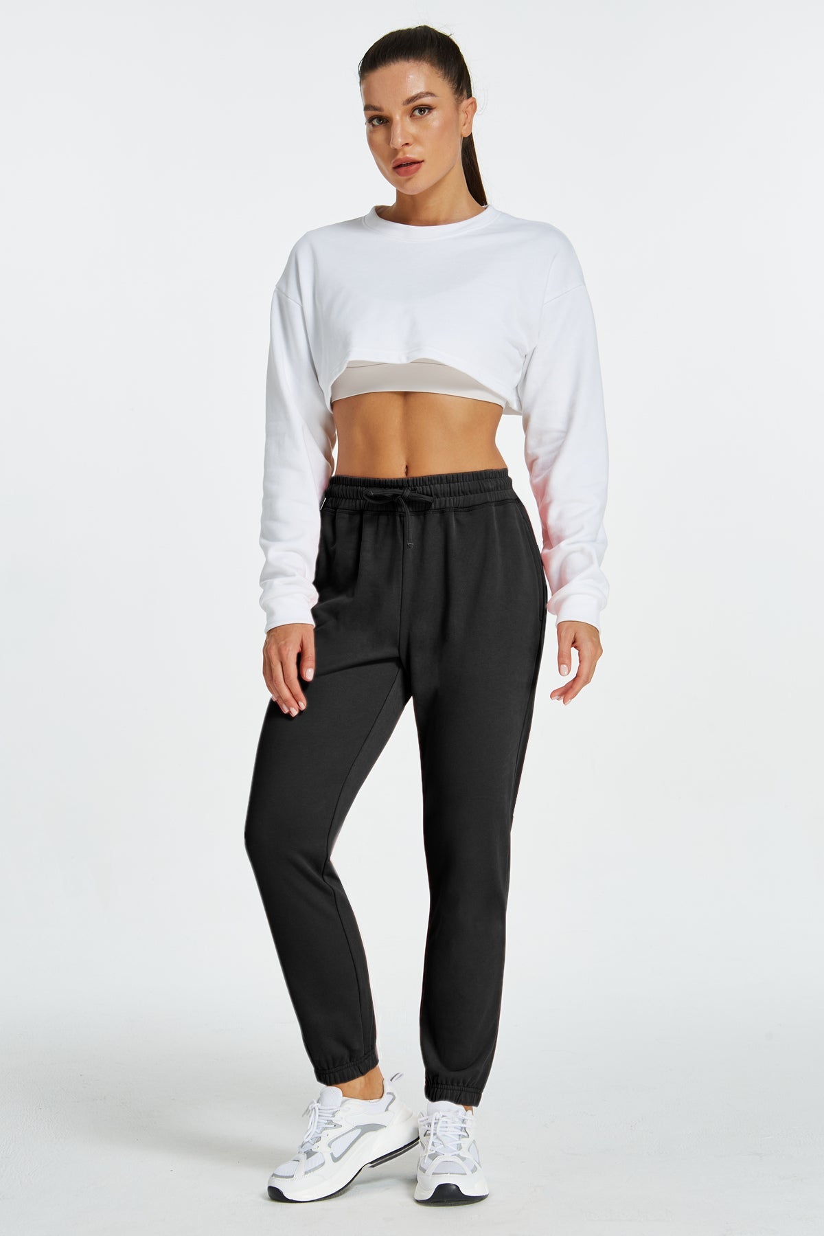 Women Track Jogger Sweatpants with Side & Hip Pockets