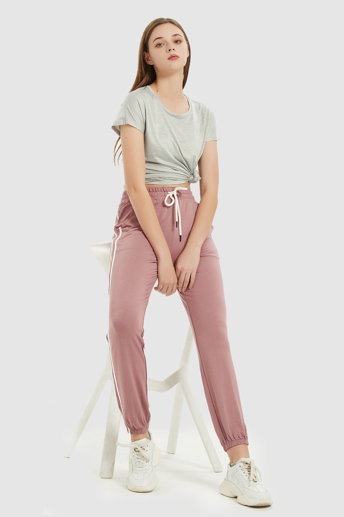 Women's Sweatpants High-Rise Lace Up Joggers