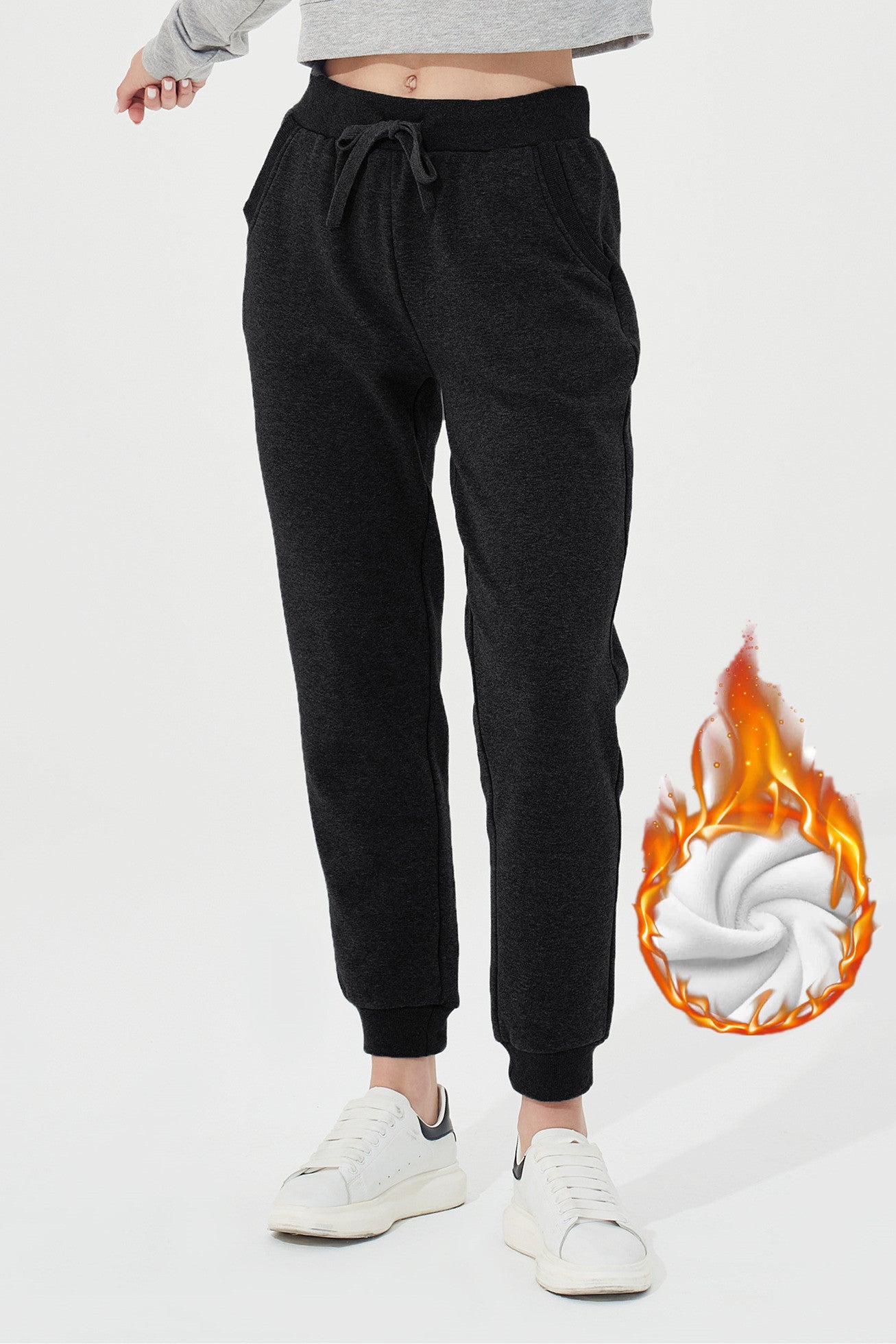 Warm Fleece Stretch Sweatpants with Pockets