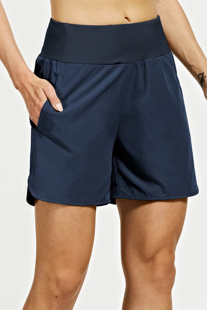 Women's Running Shorts High Waist Quick Dry Athletic UPF Shorts with Hidden Pockets 