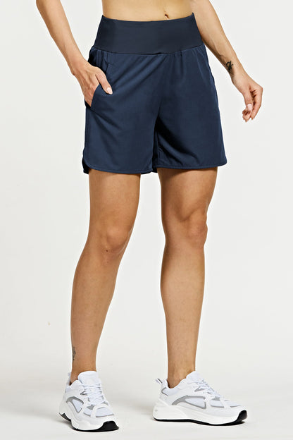 Women's Running Shorts High Waist Quick Dry Athletic UPF Shorts with Hidden Pockets 
