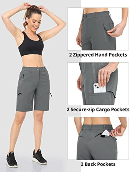 SPECIALMAGIC Women's Hiking Cargo Shorts Lightweight Quick Dry Water Resistant Golf Camping Travel with Pockets
