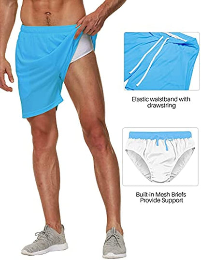 SPECIALMAGIC Mens Running Shorts with Liner 5 Inch Neon Athletic Shorts Quick Dry Workout Basketball Shorts with Pockets