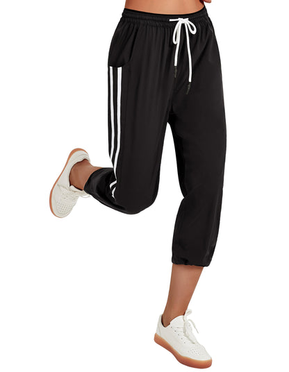 Women's Wide Leg Capri Pants Elastic Drawstring Jogger