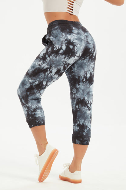 Women's Tie Dye Cutton Capris with Large Pockets