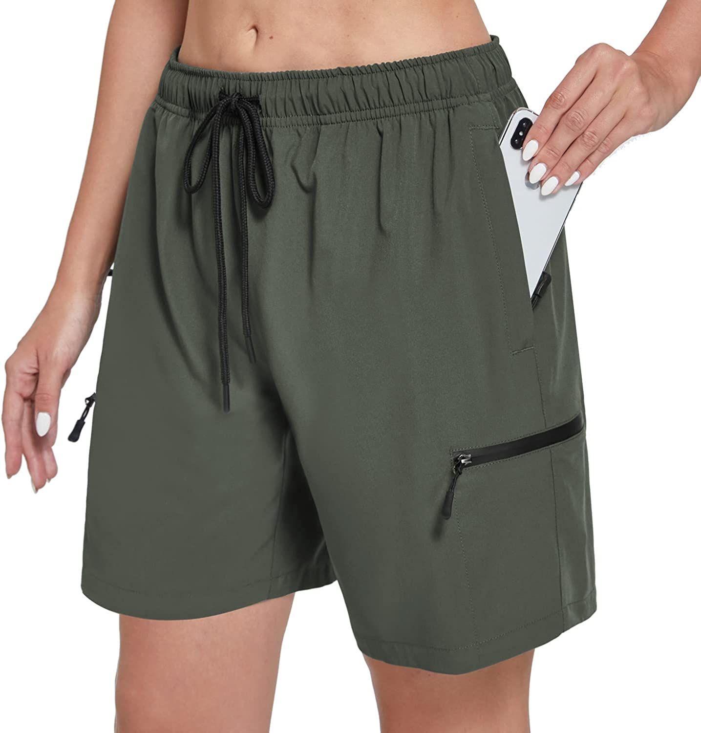 SPECIALMAGIC Women's Hiking Cargo Shorts Lightweight Quick Dry Water Resistant Golf Camping Travel with Pockets