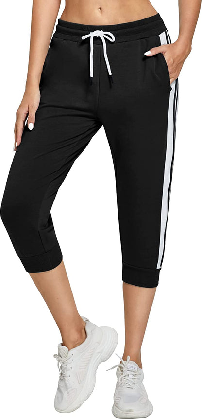 SPECIALMAGIC Capris for Women Capri Sweatpants Capri Joggers Casual Summer Pockets Cropped Pants Elastic Active