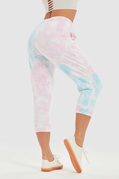 Women's Tie Dye Cutton Capris with Large Pockets
