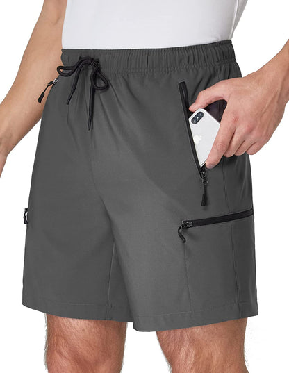 SPECIALMAGIC Men's Hiking Cargo Shorts Quick Dry UPF 50+ Lightweight Camping Water Resistant Shorts with Zipper Pockets