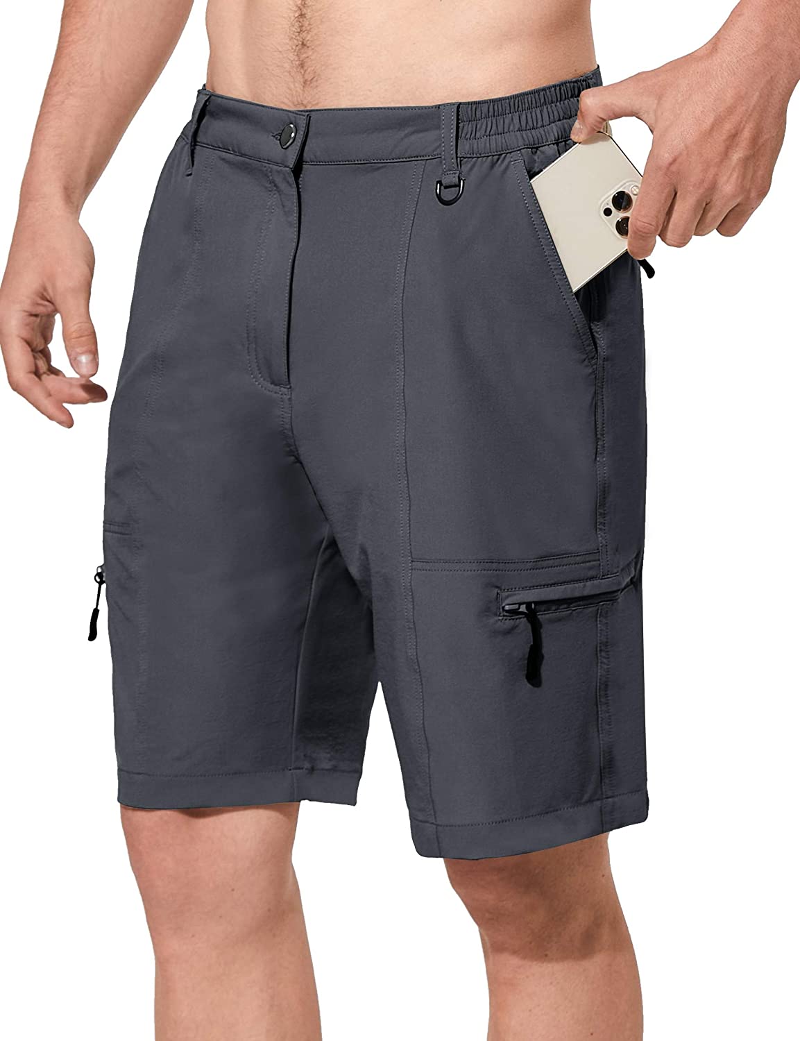 SPECIALMAGIC Men's Hiking Cargo Shorts Quick Dry UPF 50+ Lightweight Camping Water Resistant Shorts with Zipper Pockets