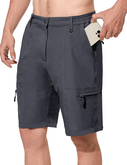 SPECIALMAGIC Men's Hiking Cargo Shorts Quick Dry UPF 50+ Lightweight Camping Water Resistant Shorts with Zipper Pockets