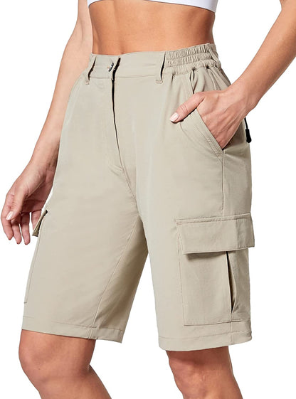SPECIALMAGIC Women's Hiking Cargo Shorts Lightweight Quick Dry Water Resistant Golf Camping Travel with Pockets