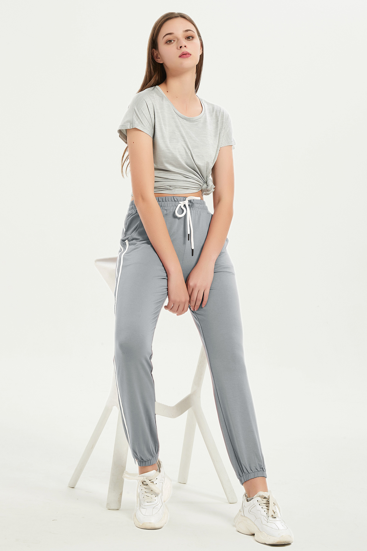 Women Sweatpants High-Rise Lace Up Joggers