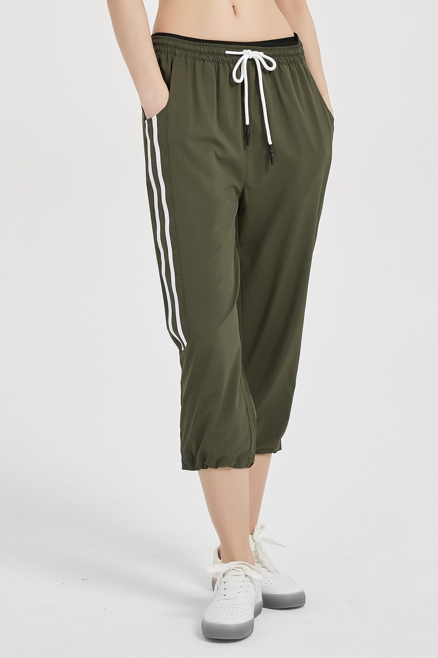 Women's Wide Leg Capri Pants Elastic Drawstring Jogger