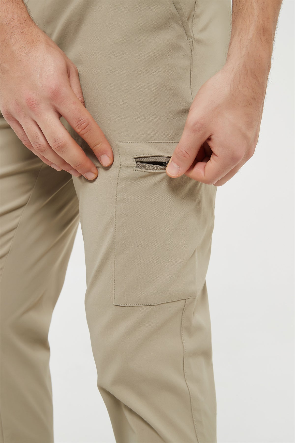 Men's Chino Nylon Work Pants Straight Fit with Pockets