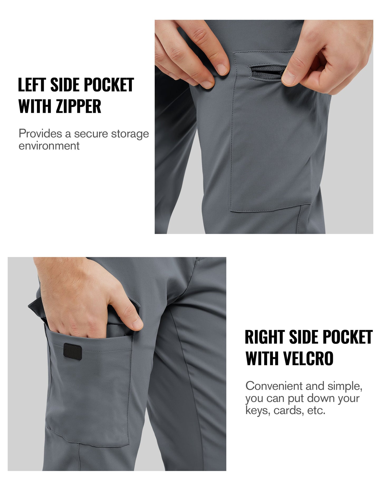 Men's Chino Nylon Work Pants Straight Fit with Pockets